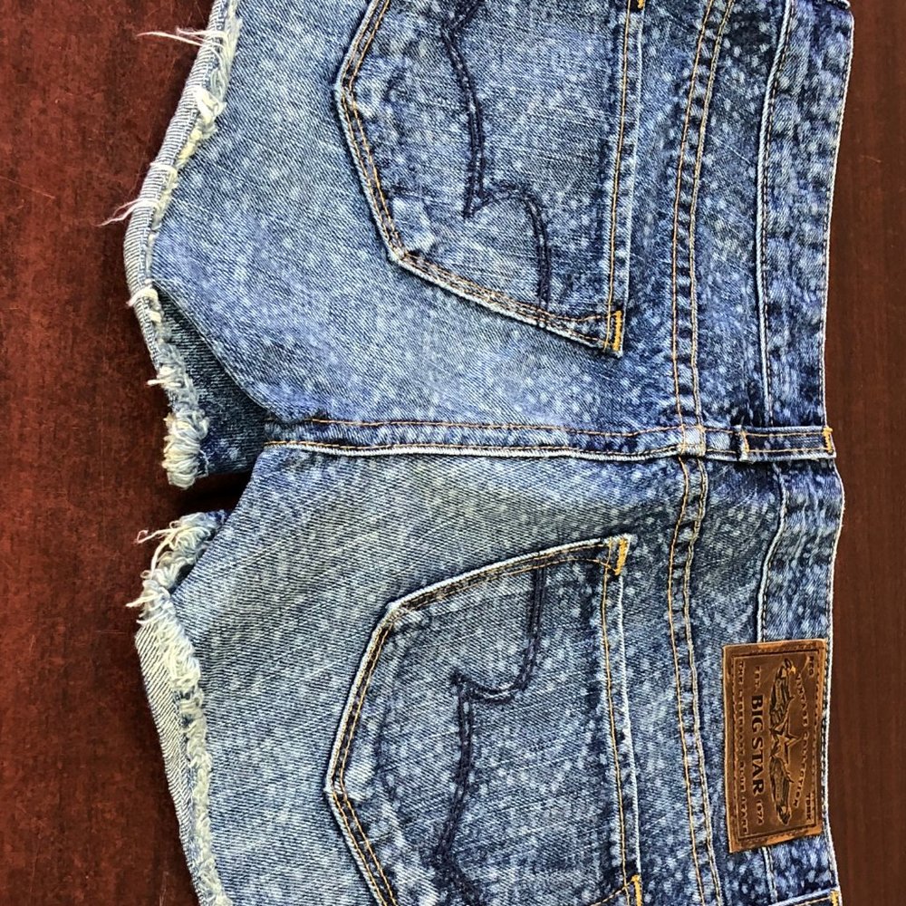 Big Star Women's Blue Distressed Denim Boyfriend Shorts - Picture 5 of 10